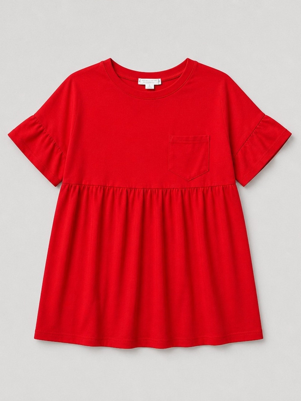 Love Riche Red Short Sleeve Peplum Pocket Tee